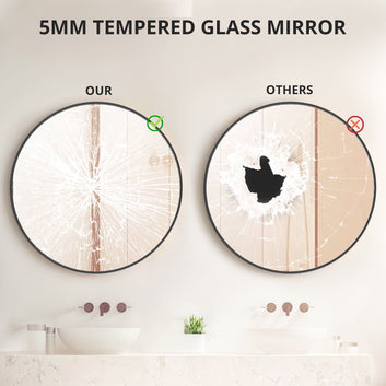 Simenmax 30” Round Wall Mirror - Black Frame for Bathroom, Entryway & Vanity