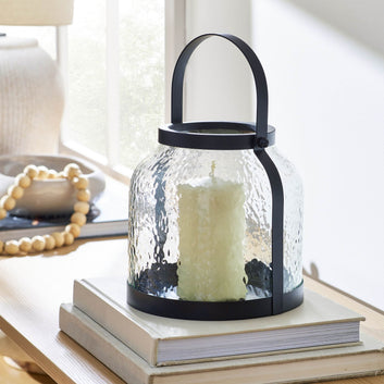 Better Homes & Gardens 8” Black Metal & Glass Pillar Candle Lantern