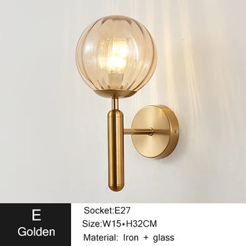 Nordic Modern LED Wall Lamp – Glass Ball Bedside Light for Bedroom, Bathroom Mirror, Stair, and Aisle Lighting Fixtures