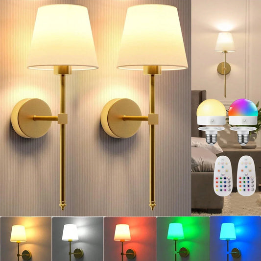 Wireless Rechargeable Wall Lamp – Dimmable with Remote & 10 Colors