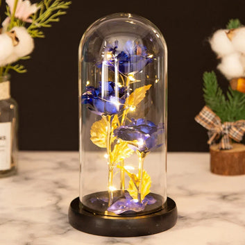 Rose Enchantée en Verre avec LED – Cadeau Romantique La Belle et la Bête