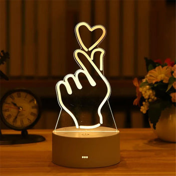 3D Acrylic LED Night Light – USB Neon Sign Lamp for Christmas, Birthday & Wedding Decor