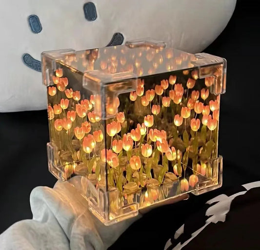 Creative DIY Tulip Flower Sea Cube 3D Night Lamp Kit – Perfect Gift for Couples & Friends