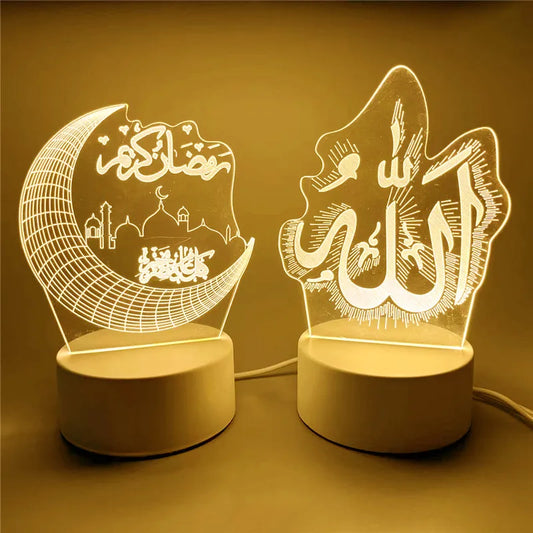 USB 3D LED Eid Mubarak Night Light – Ramadan & Eid Table Ornament