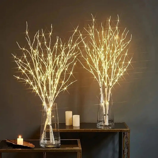 LED White Birch Branch Light – Battery Operated Festive Twig Decor