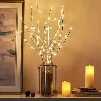 LED White Birch Branch Light – Battery Operated Festive Twig Decor