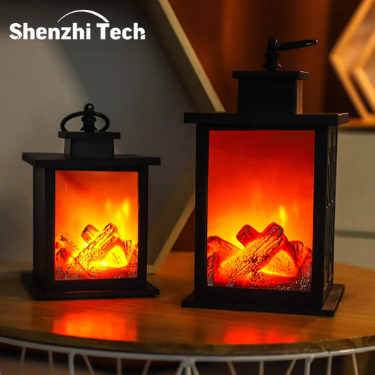 LED Fireplace Flame Light – Charcoal-Style Table Lamp for Cozy Winter & Holiday Decor