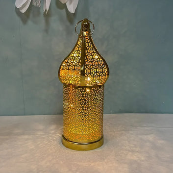 Moroccan Iron Art Masjid Lantern – Vintage Battery-Powered Eid Night Light