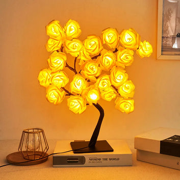 LED Rose Leaf Table Lamp – USB Fairy Light for Home, Wedding & Gifts