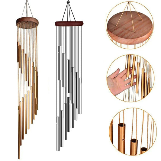 12-Tube Aluminum Wind Chimes – Gold/Silver Bells for Home & Garden Decor