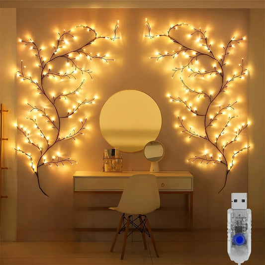 96 LED Bendable Willow Vine Lights – Rattan Tree Decorative Night Light