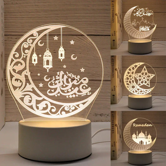 2025 Ramadan USB 3D LED Night Light – Eid Mubarak Table Ornament & Gift