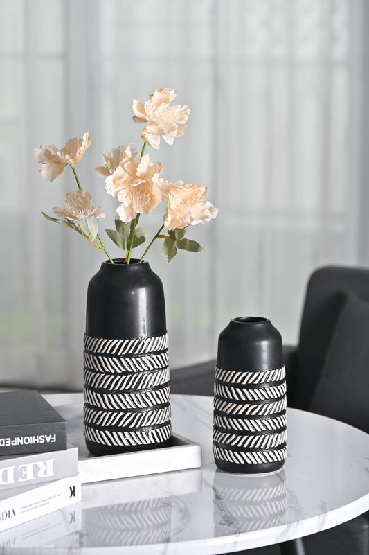 Teresa's Collections Black & White Boho Ceramic Vases - Set of 2 for Home Decor