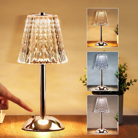 Walchoice Portable Dimmable Crystal Table Lamp - Rechargeable Touch LED, Gold