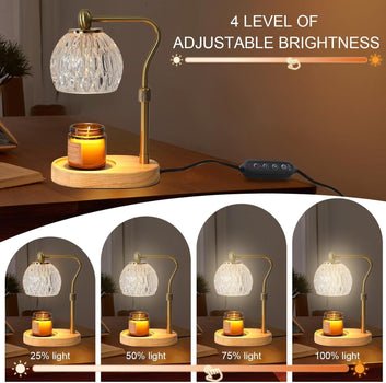 LMLTLULU Gold Candle Warmer Lamp - Dimmable Wax Melter with Timer & 2 Bulbs