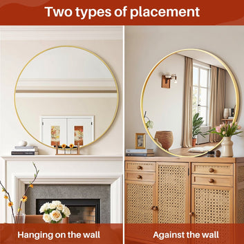 24” Round Gold Wall Mirror - Bathroom Vanity & Decorative Home Mirror